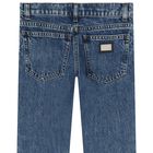 Boys Blue Logo Denim Jeans, 1, hi-res