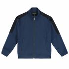 Boys Navy Logo Zip Up Top, 1, hi-res