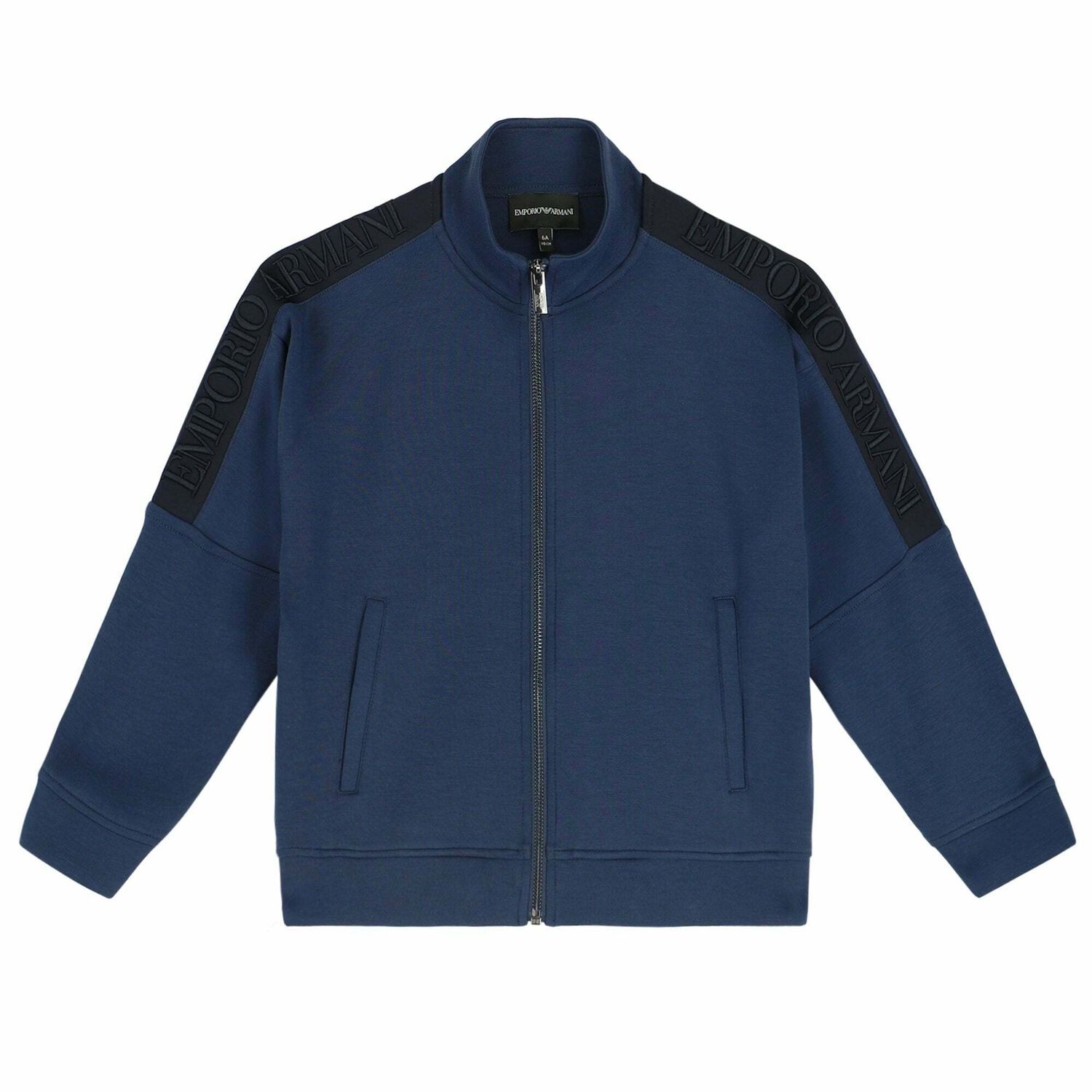 Boys Navy Logo Zip Up Top, 1, hi-res