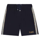 Boys Navy Cotton Shorts, 2, hi-res