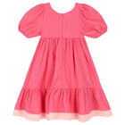 Girls Pink Flared Dress, 1, hi-res
