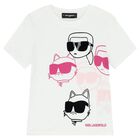 Girls White Ikonik Karl & Choupette T-Shirt, 1, hi-res