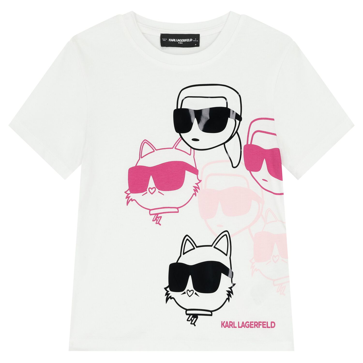 Girls White Ikonik Karl & Choupette T-Shirt, 1, hi-res