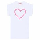 Girls Off White Embroidered Text T-Shirt Dress, 1, hi-res