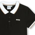 Girls Black Logo Polo Dress, 1, hi-res