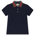 Boys Navy Blue Polo Shirt, 1, hi-res