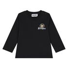Younger Black Teddy Bear Logo Long Sleeve Top, 4, hi-res