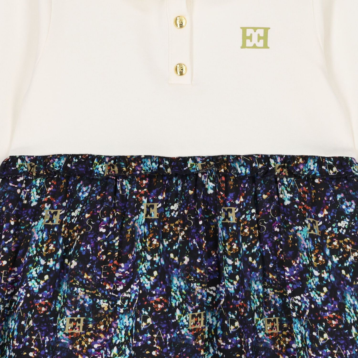 Girls Ivory Logo Dress, 1, hi-res