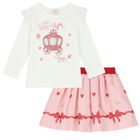 Girls Ivory & Pink Skirt Set, 1, hi-res
