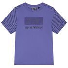 Boys Purple Geometric EA7 T-Shirt, 4, hi-res
