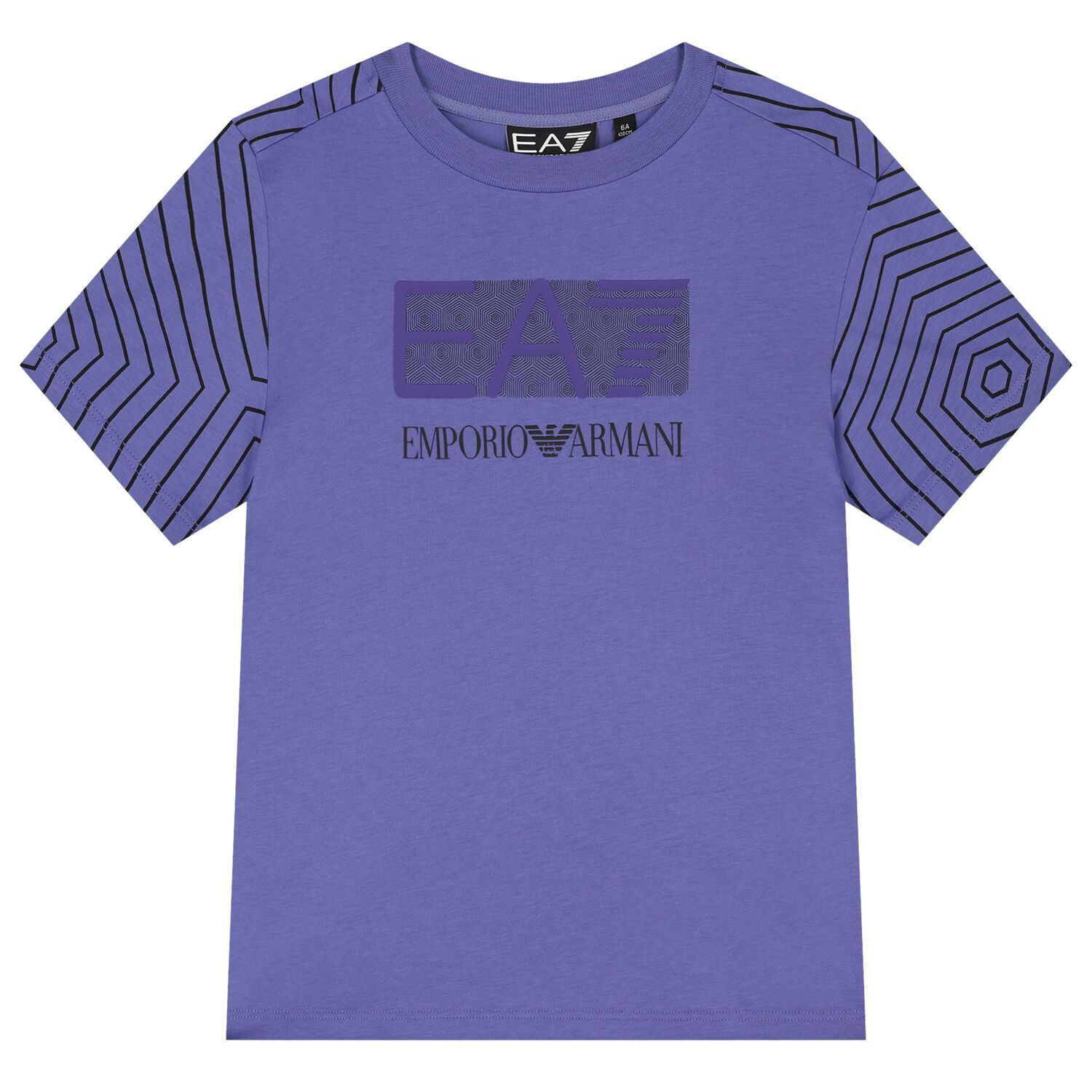 Boys Purple Geometric EA7 T-Shirt, 4, hi-res