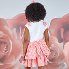 Girls White & Coral Rose Dress, 1, hi-res