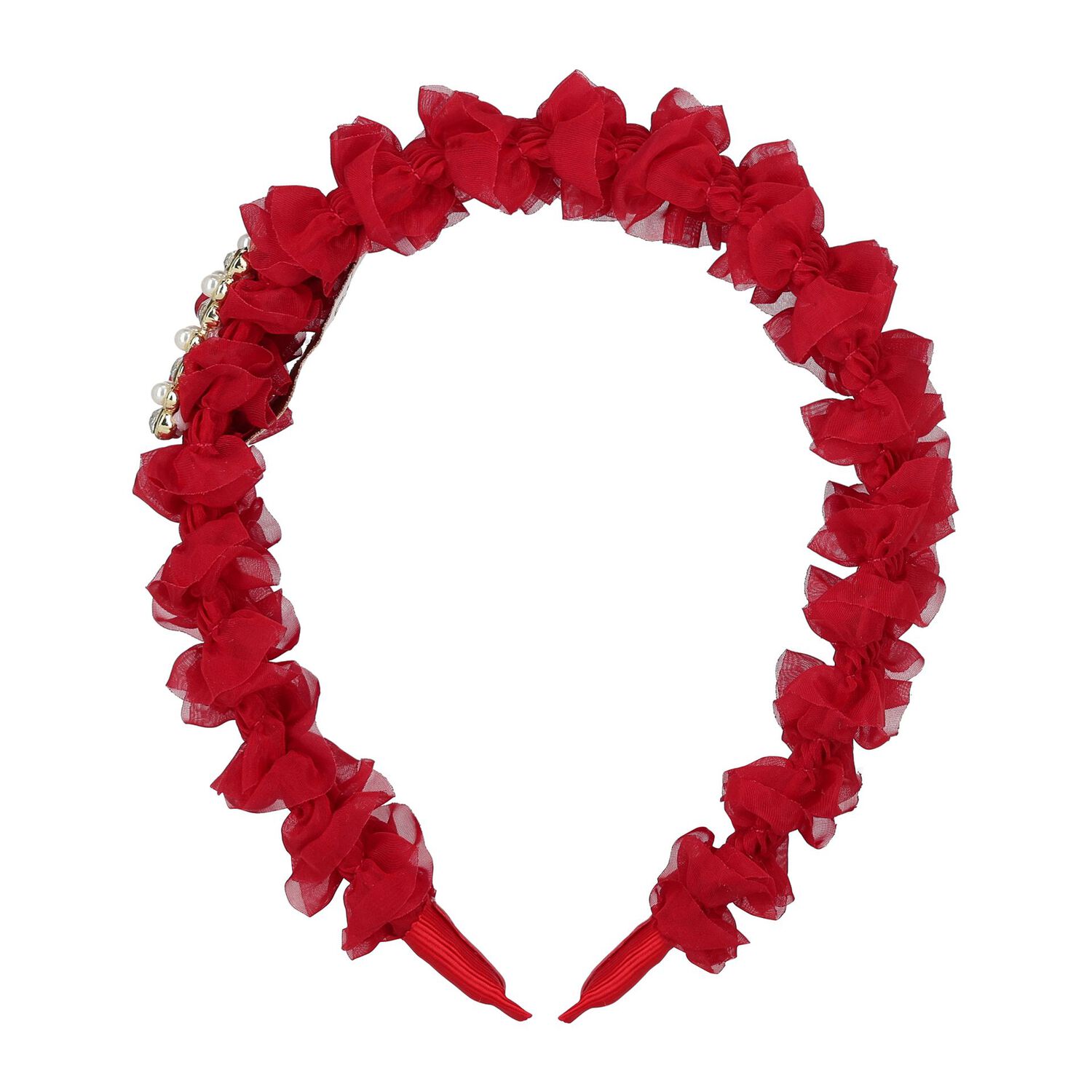 Girls Red Ruffle Headband, 1, hi-res