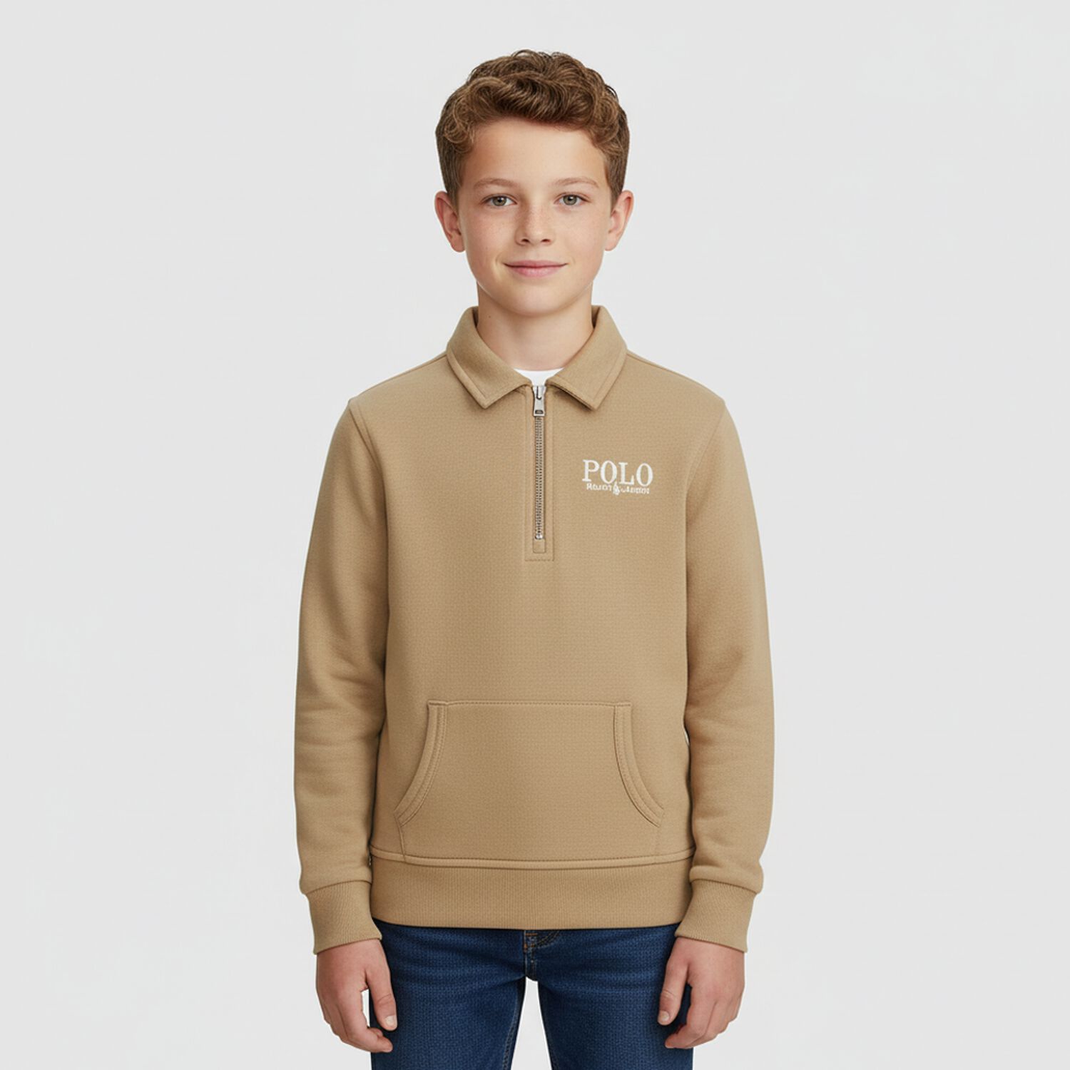 Boys Beige Logo Sweatshirt, 1, hi-res image number null