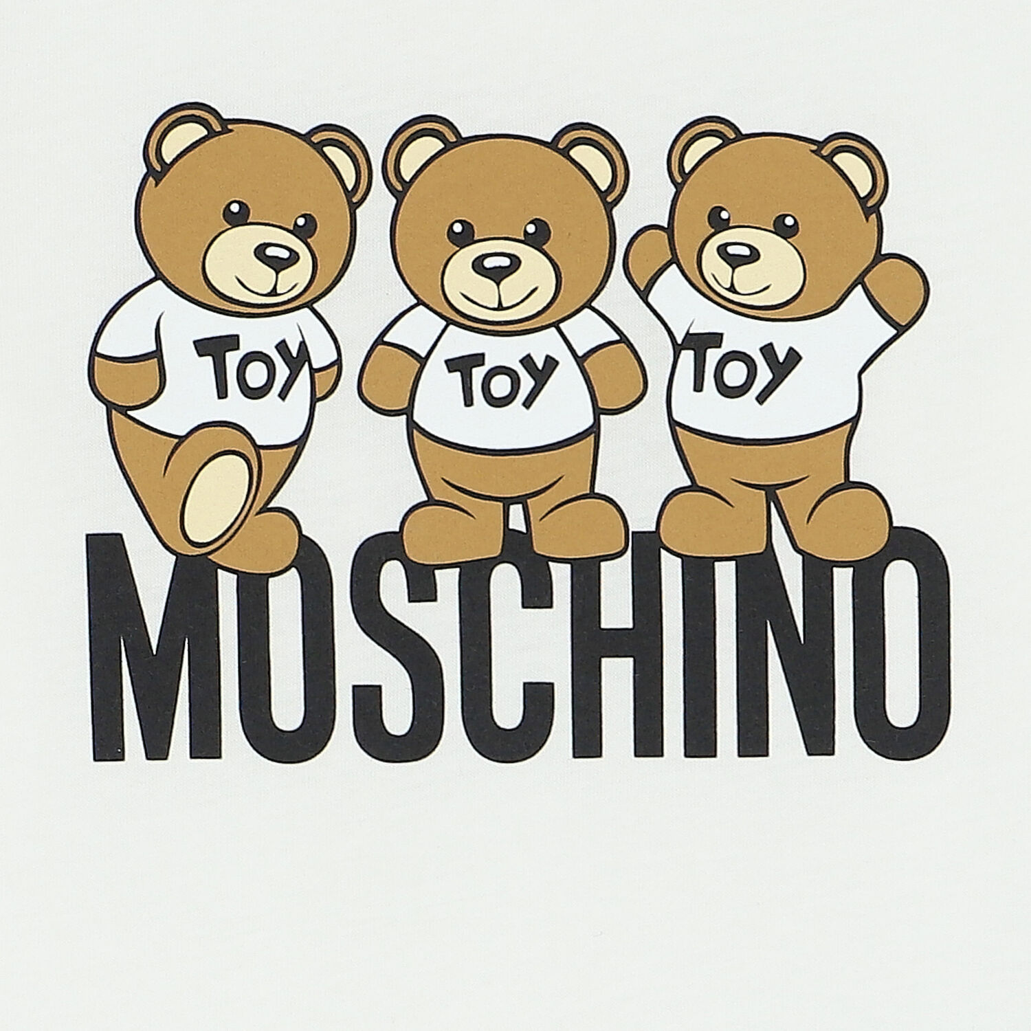 White Teddy Bear Logo Long Sleeve Top, 1, hi-res