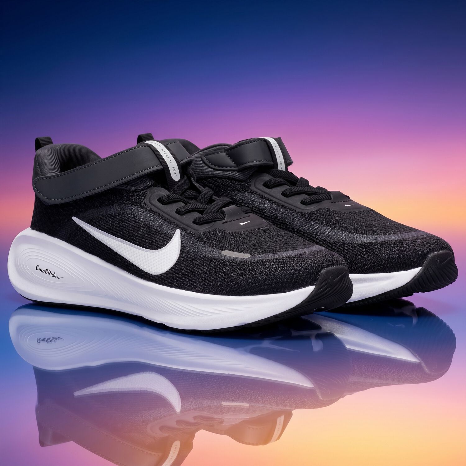 Black Logo Stellar Ride Trainers, 1, hi-res