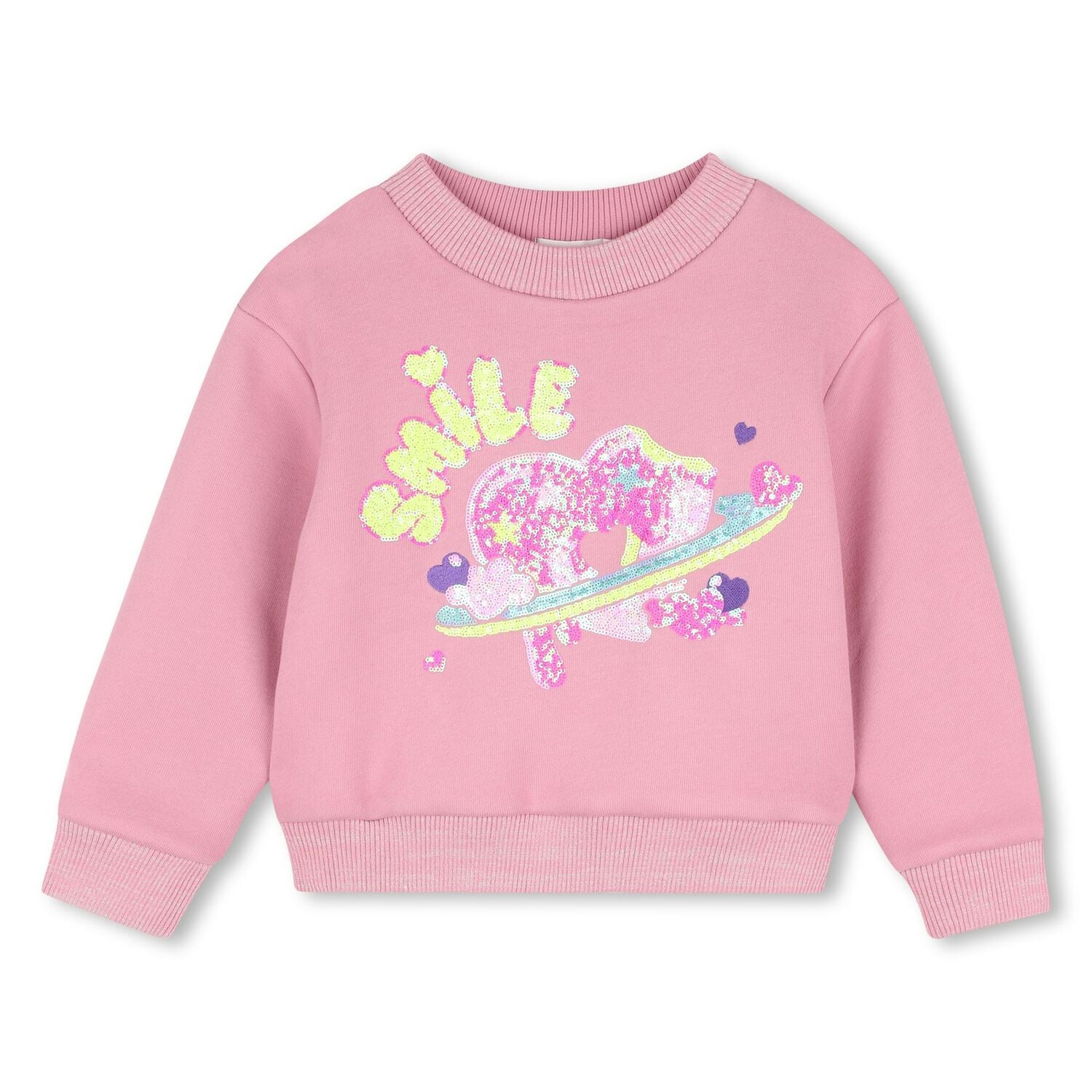 Girls Pink Sequin Sweatshirt, 1, hi-res