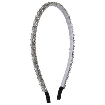 Girls Grey Diamante Headband