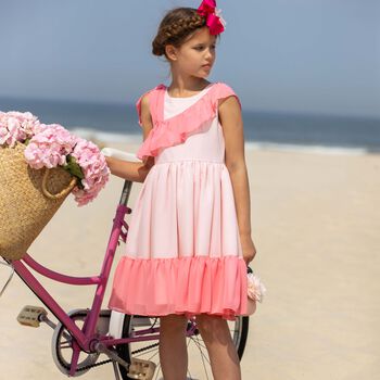 Girls Pink Chiffon Dress