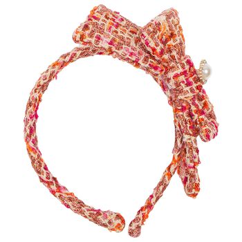 Girls Fuchsia Tweed Bow Headband