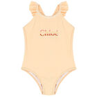 Younger Girls Pink Logo Swimsuit, 1, hi-res