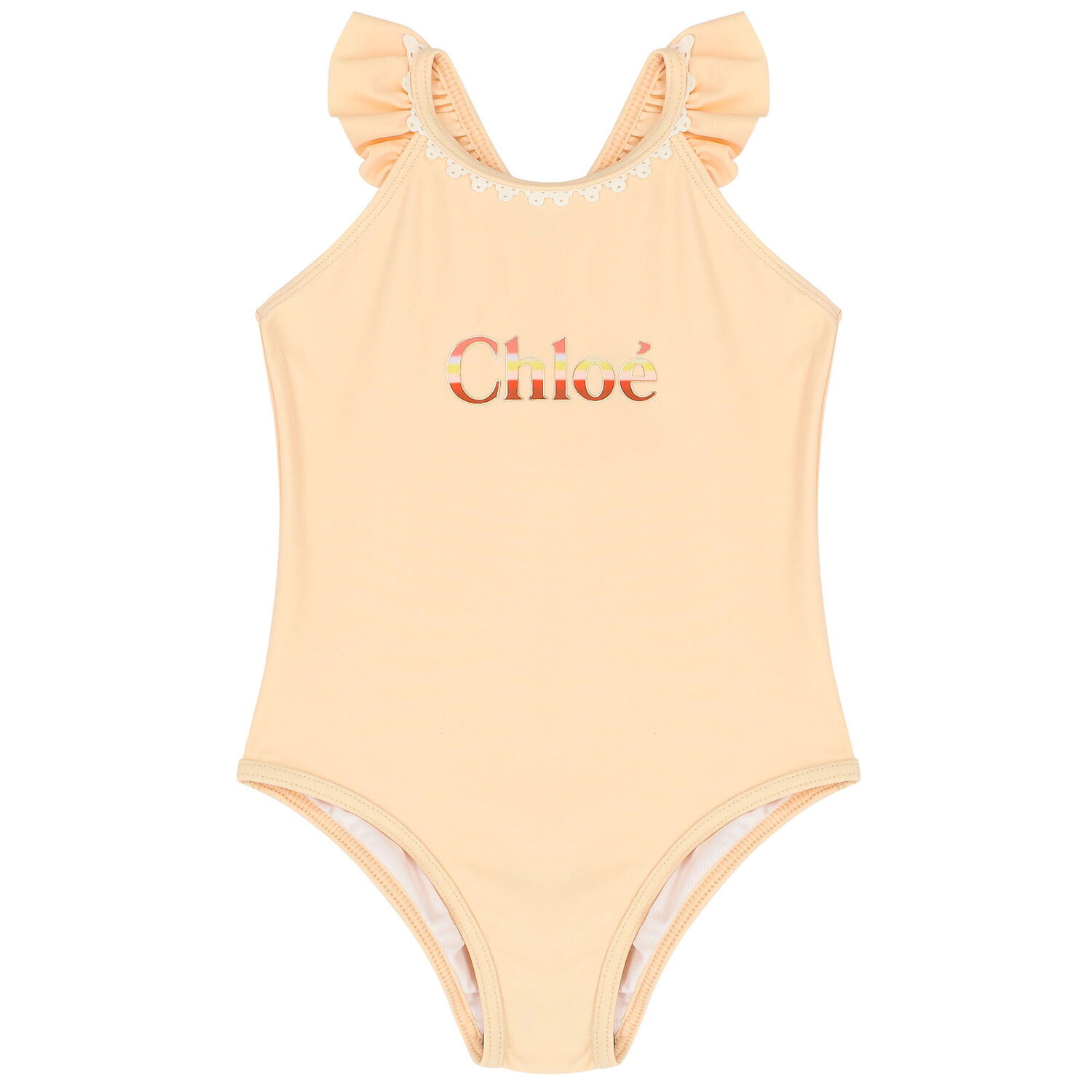 Younger Girls Pink Logo Swimsuit, 1, hi-res