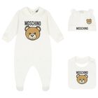 Ivory Teddy Bear Logo Babygrow Gift Set, 1, hi-res
