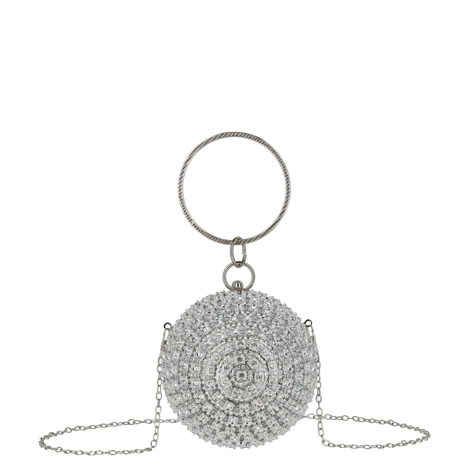 Girls Silver Crystal Handbag, 1, hi-res