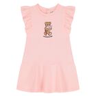 Younger Girls Pink Teddy Bear Ruffled Dress, 2, hi-res