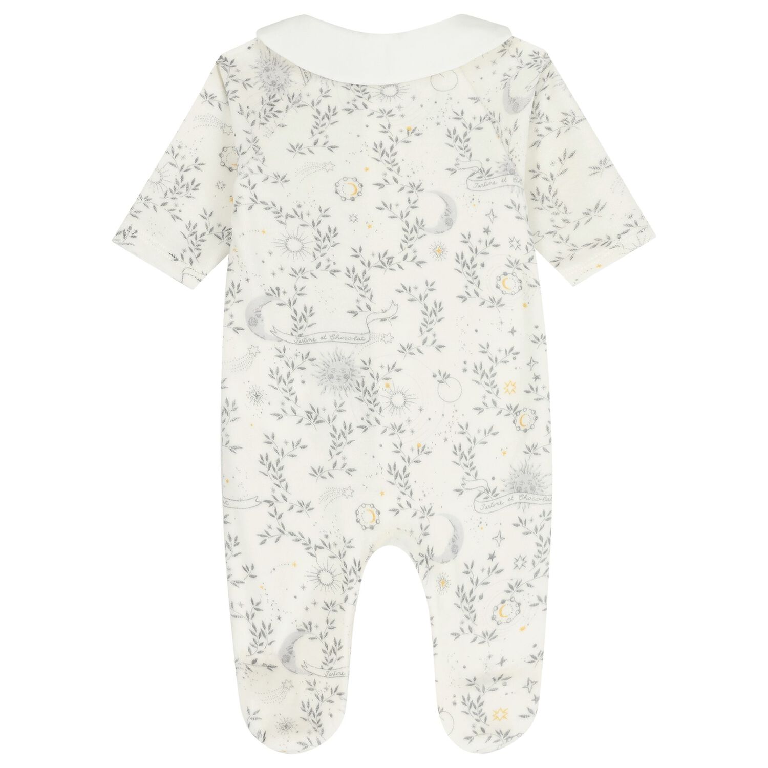 Ivory Star Velour Babygrow, 1, hi-res