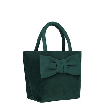 Girls Green Velvet Bow Hand Bag