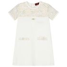 Girls Ivory Logo Dress, 1, hi-res