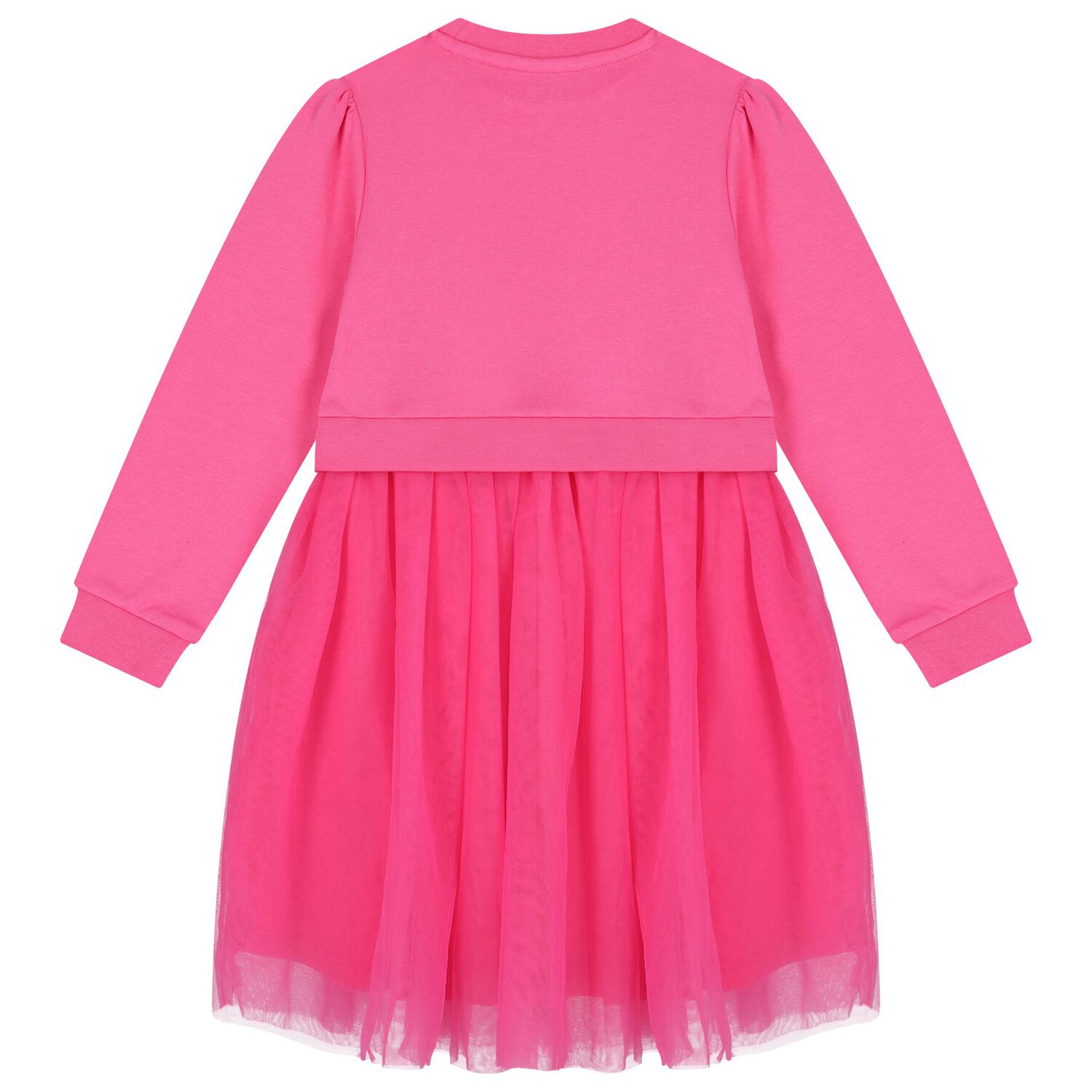 Girls Pink Logo Tulle Dress, 2, hi-res image number null