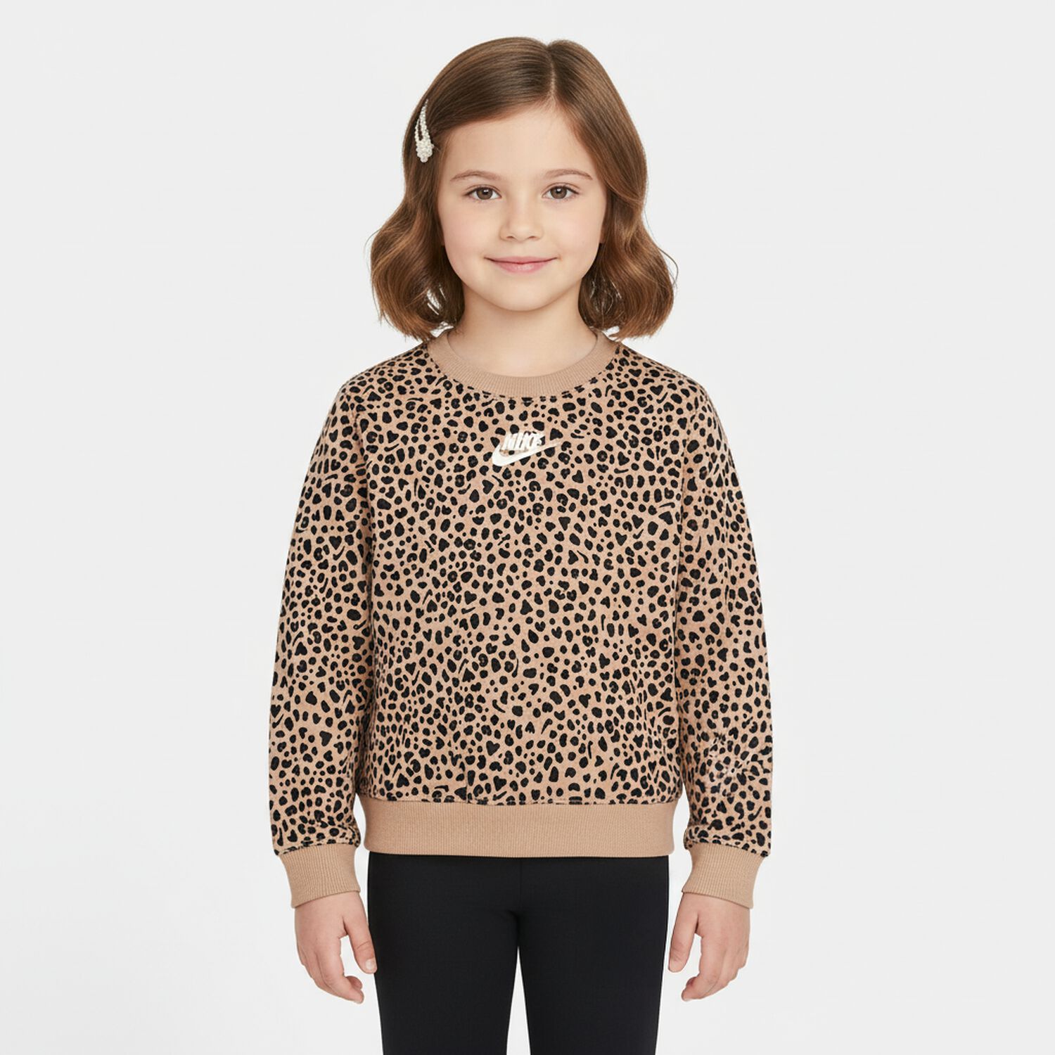 Girls Beige & Black Logo Leggings Set, 1, hi-res