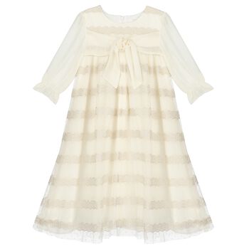 Girls Ivory & Gold Dress