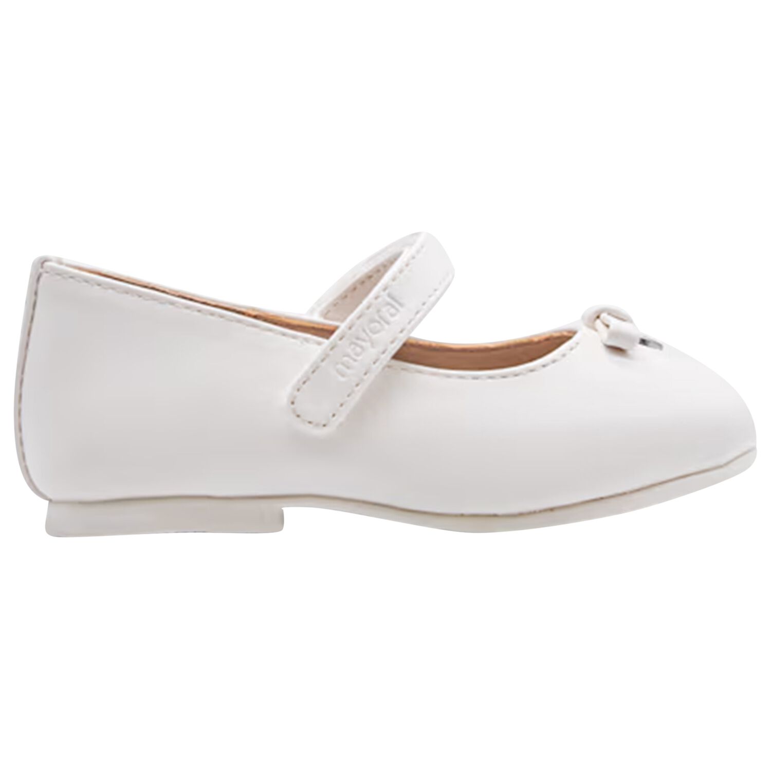 Younger Girls White Bow Ballerina Shoes, 1, hi-res