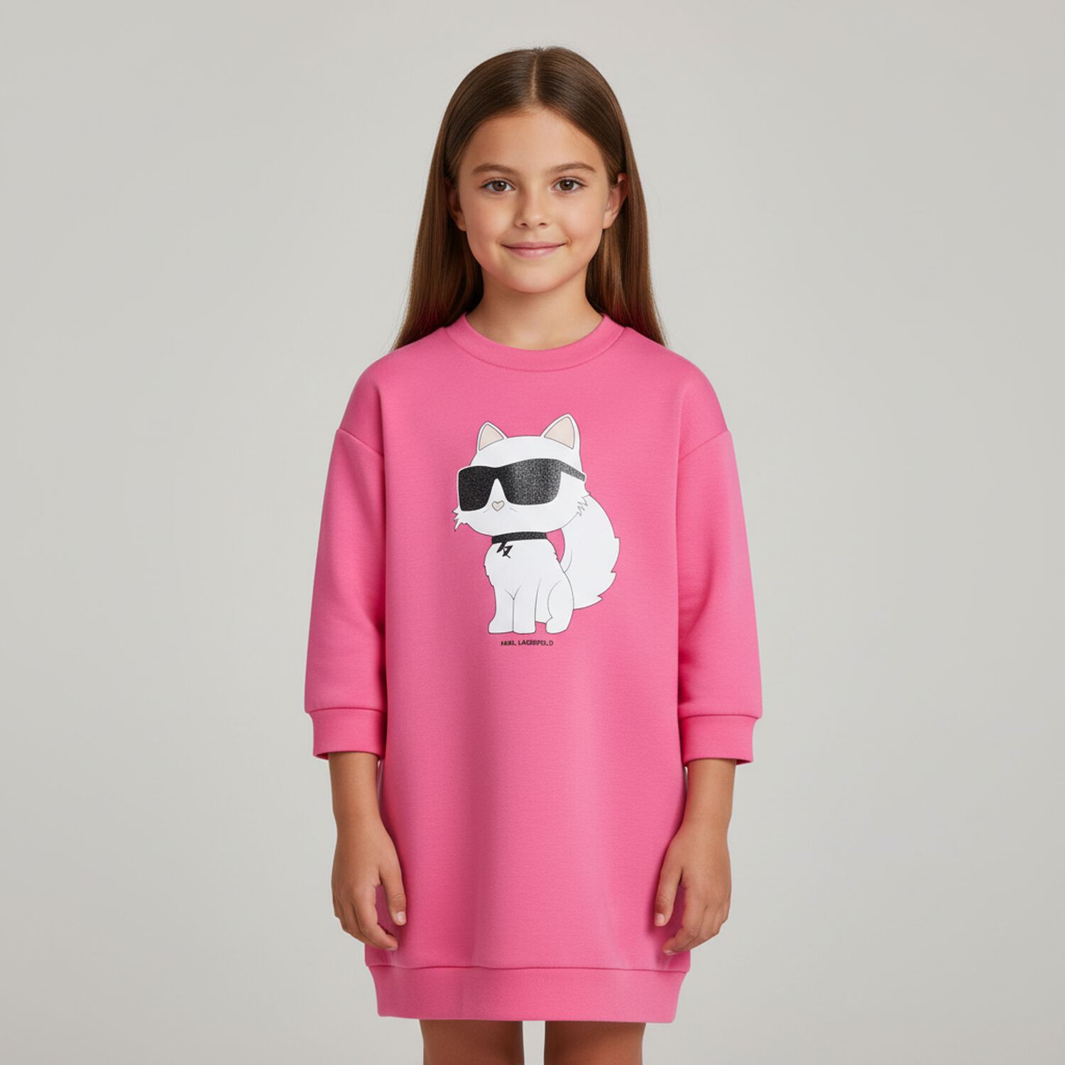 Younger Girls Pink Choupette Dress, 1, hi-res