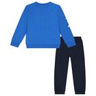 Boys Blue & Navy Blue Dinosaur Tracksuit, 1, hi-res