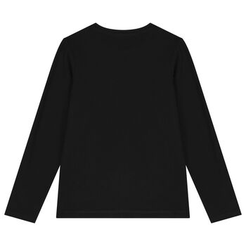Girls Black Logo Long Sleeve Top