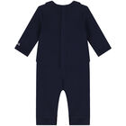 Baby Boys Navy Blue Logo Suit Romper, 1, hi-res