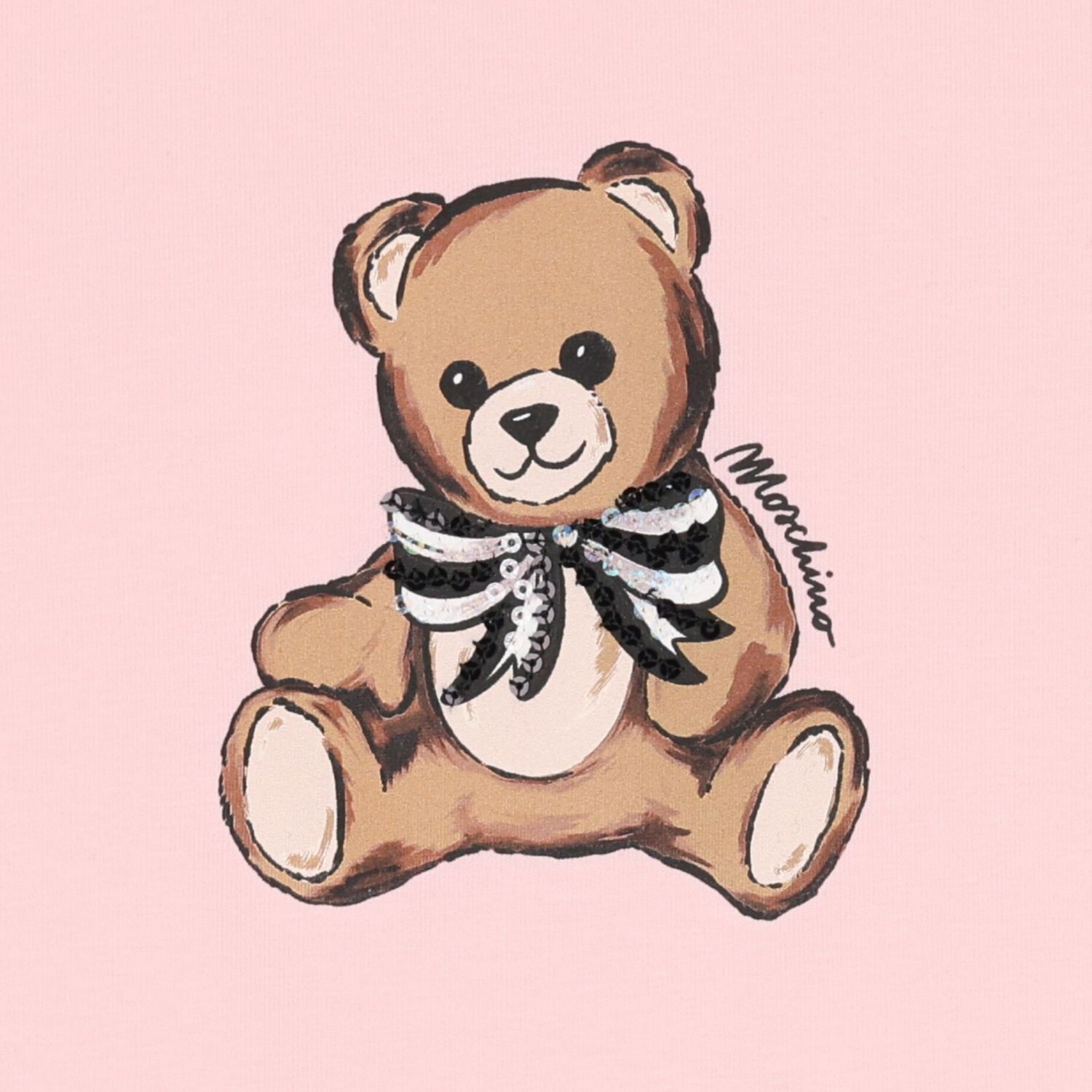 Girls Pink Teddy Bear Logo T-Shirt, 4, hi-res image number null