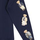Girls Navy Blue Polo Bear Hooded Top, 1, hi-res