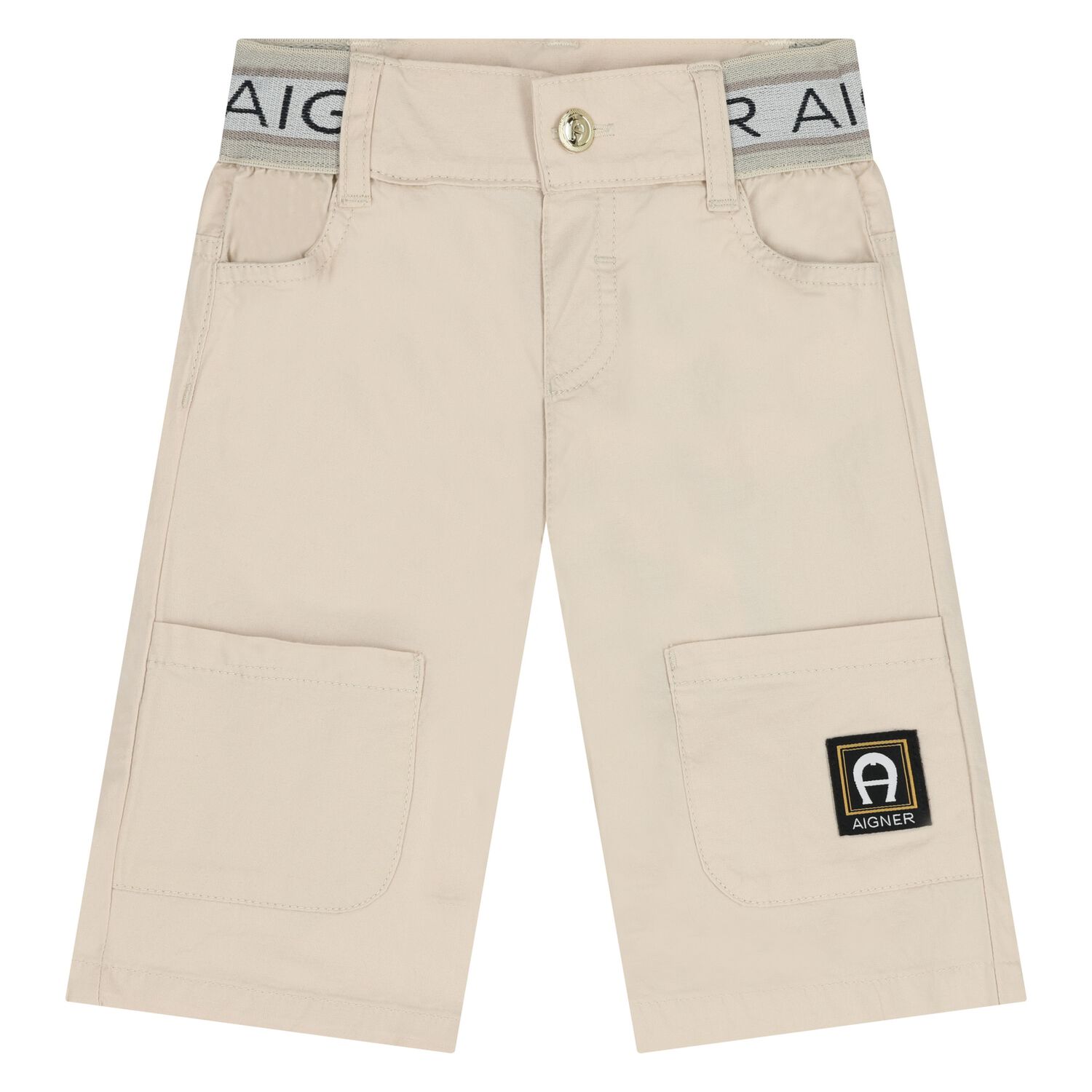 Younger Boys Beige Logo Shorts, 2, hi-res