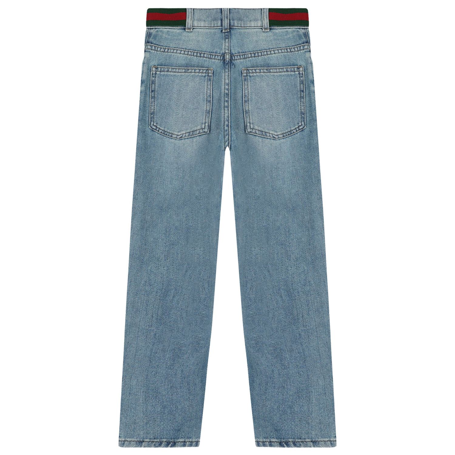 Boys Blue Web Striped Denim Jeans, 1, hi-res image number null