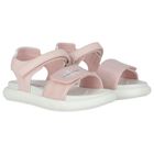 Girls Iridescent Pink Logo Sandals, 1, hi-res