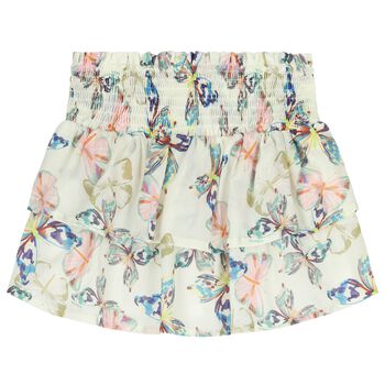 Girls Ivory Butterflies Logo Skirt