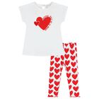 Girls White & Red Heart Leggings Set, 1, hi-res