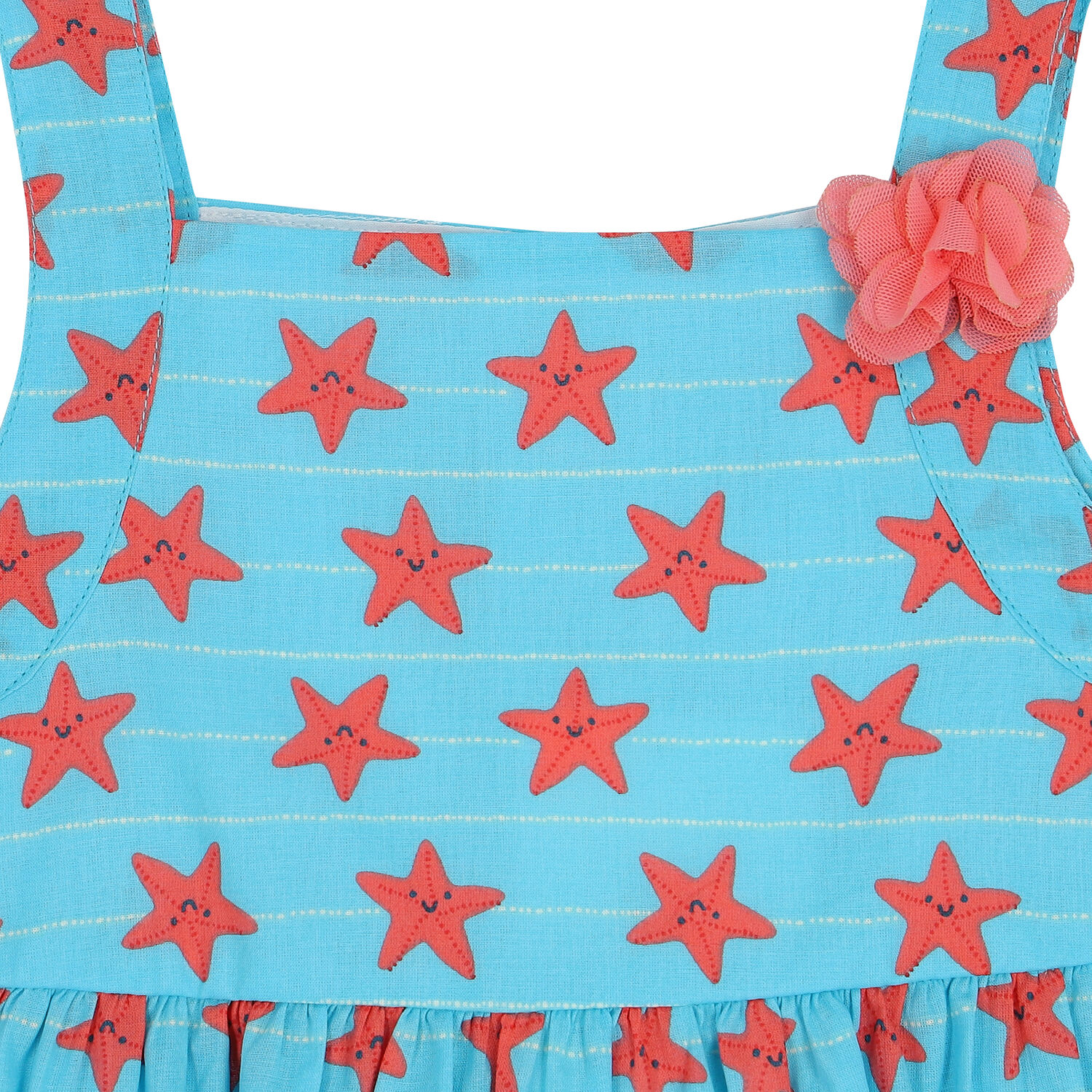 Girls Blue Starfish Dress, 1, hi-res