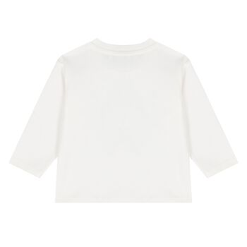 Younger Girls Ivory Logo Long Sleeve Top