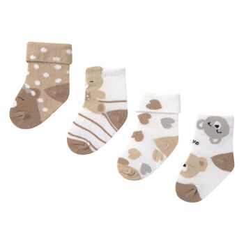 Baby Boys White & Beige Socks ( 4-Pack )